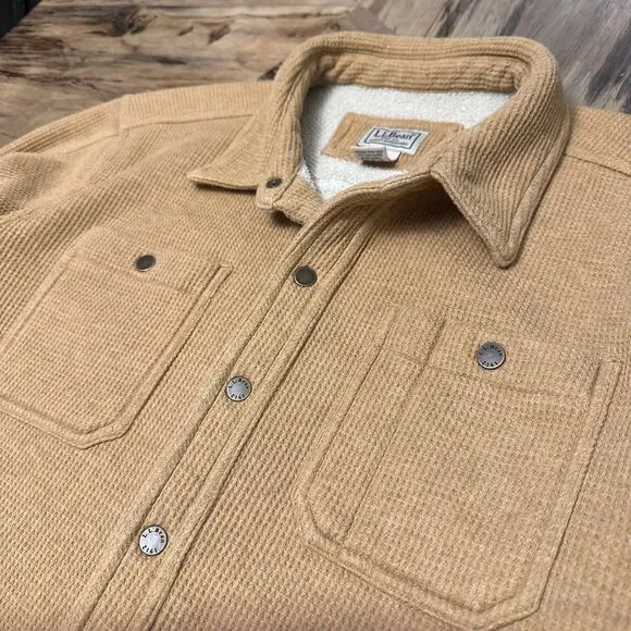 L.L. Bean Katahdin Iron Works Sherpa Lined Shirt Jacket Shacket Men’s Large - Picture 7 of 14